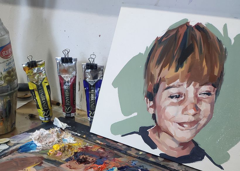 Retrato al óleo de mi hijo. 7