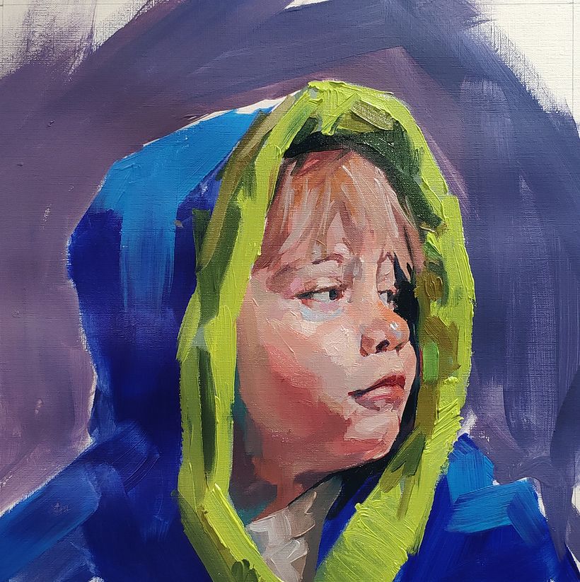 Portrait acrylique et huile de mon fils. -1