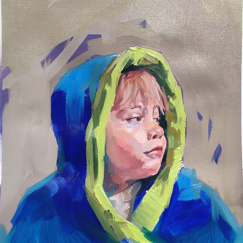 Portrait acrylique et huile de mon fils. 0