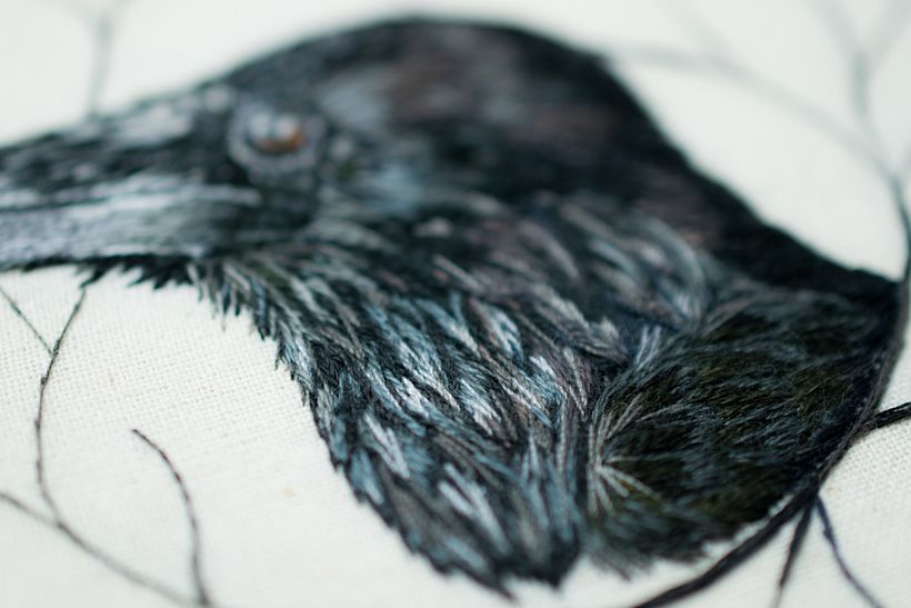 Feather detail - I used Gutermann sewing thread to add some detail to the feathers.
