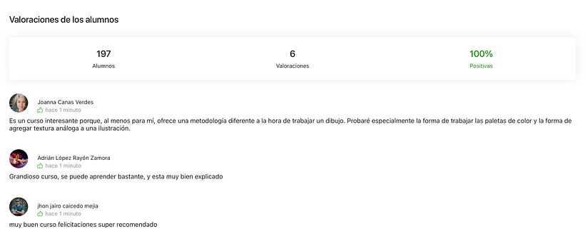 Segundo curso menos vendido de Domestika, 6 valoraciones de las cuales 3 son hace 1 minuto y geniales.