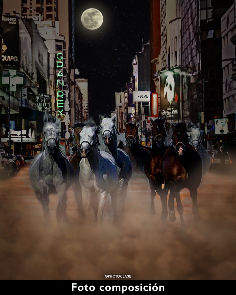 Caballos salvajes por la Avenida Corrientes