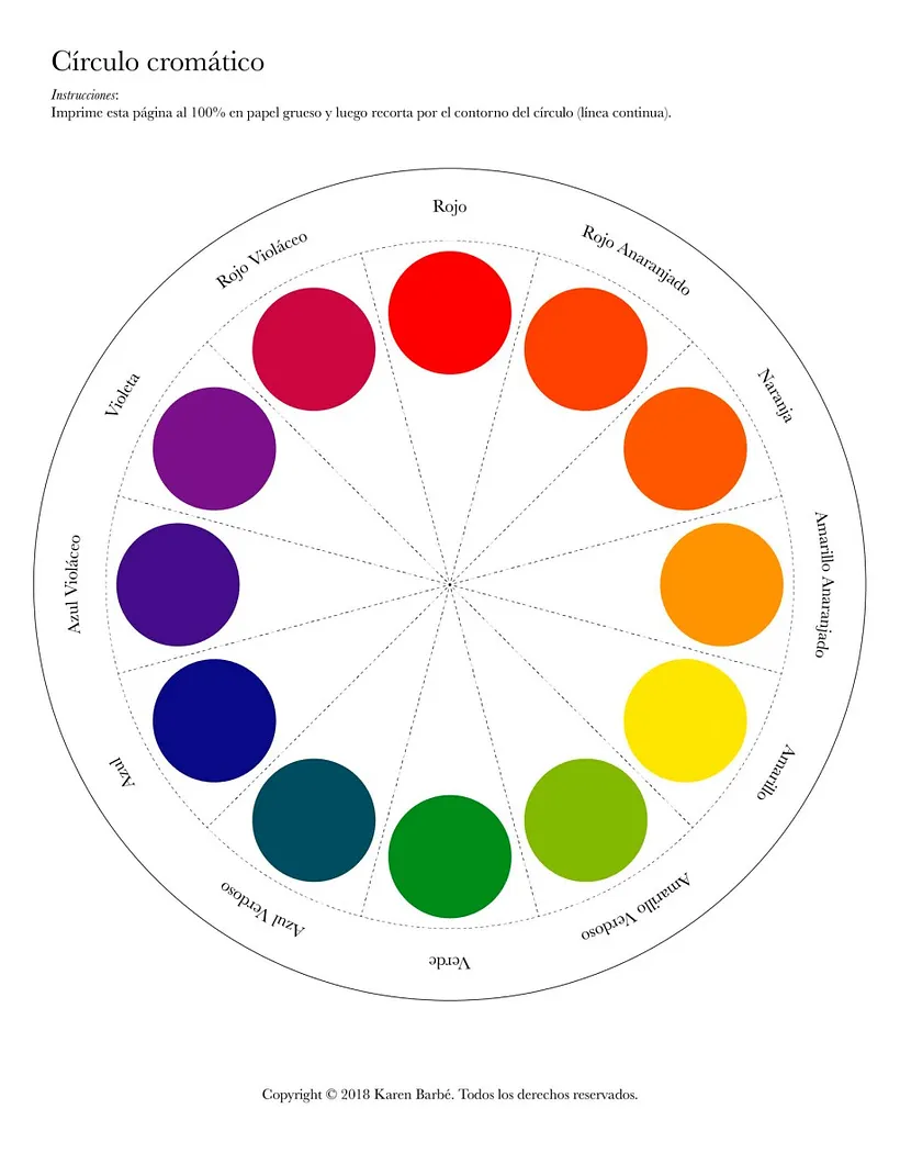 El círculo cromático está compuesto por 12 colores.