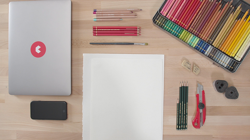 Materiales para una ilustración comercial con lápices de colores 4