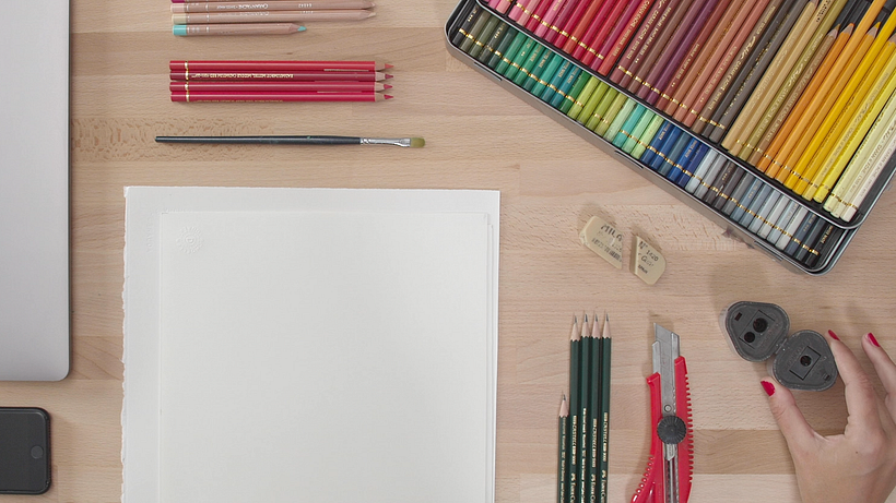 Materiales para una ilustración comercial con lápices de colores 6