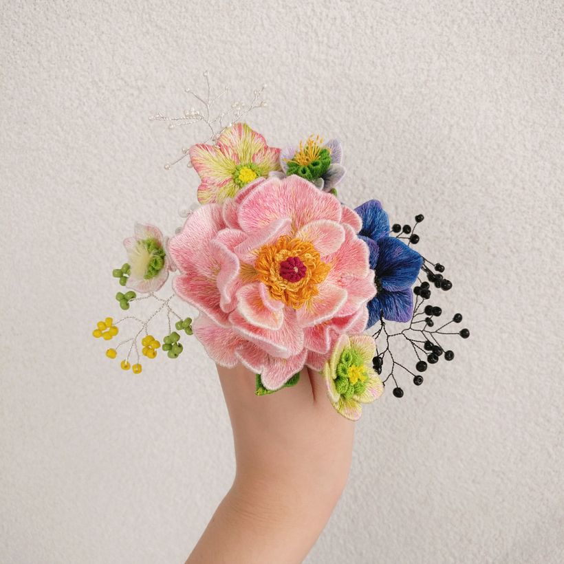 3D Embroidery -  Peony 3