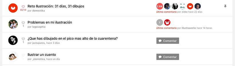 "¿Que has dibujado en el pico mas alto de la cuarentena?" e "Ilustrar un cuento" he comentado pero no aparece.