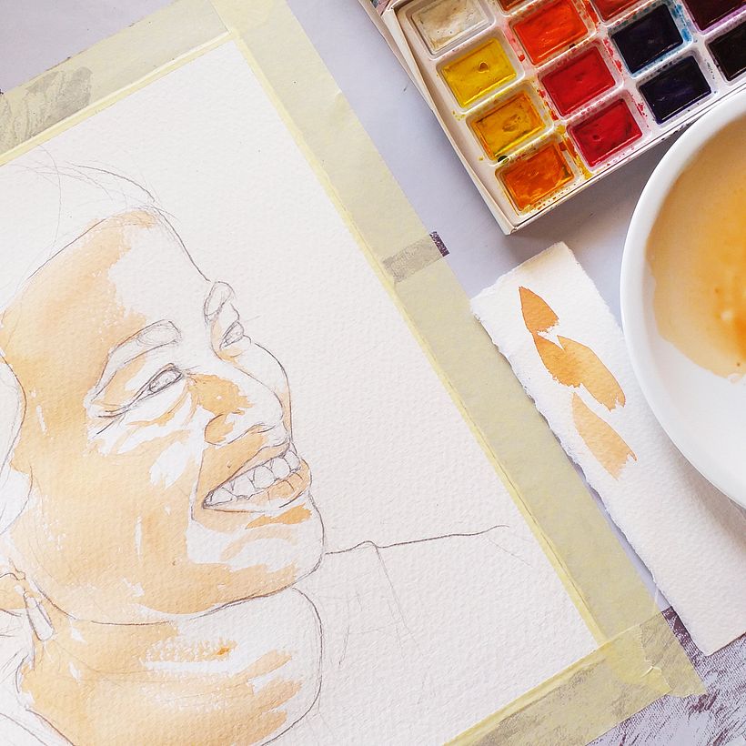 My project in Artistic Portrait with Watercolors course: MY WIFE'S PORTRAIT 2