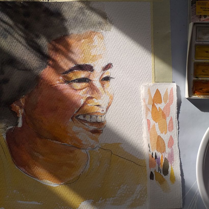 My project in Artistic Portrait with Watercolors course: MY WIFE'S PORTRAIT 4