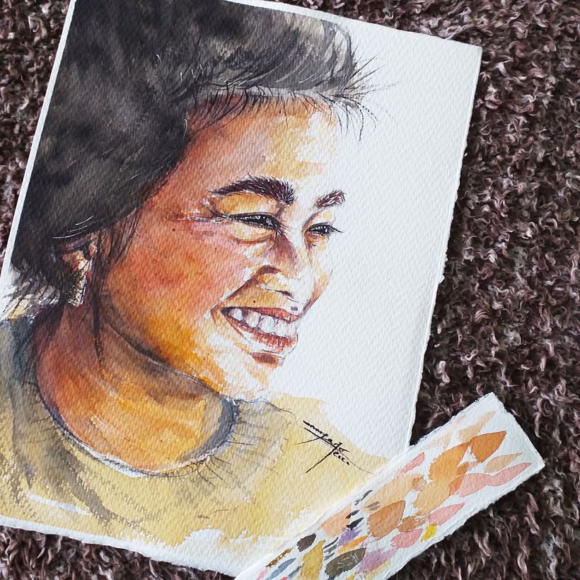 My project in Artistic Portrait with Watercolors course: MY WIFE'S PORTRAIT 5