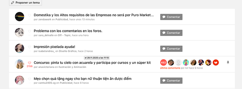 Problema con los comentarios en los foros.  1