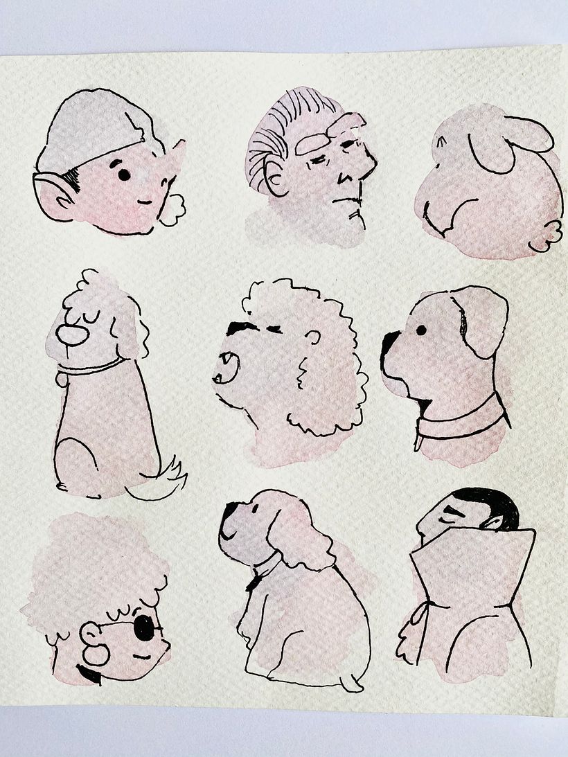 Ejercicio de manchas: en este ejercicio me salió un dibujo de mi perrita, y decidí que ella fuera mi proyecto :)
