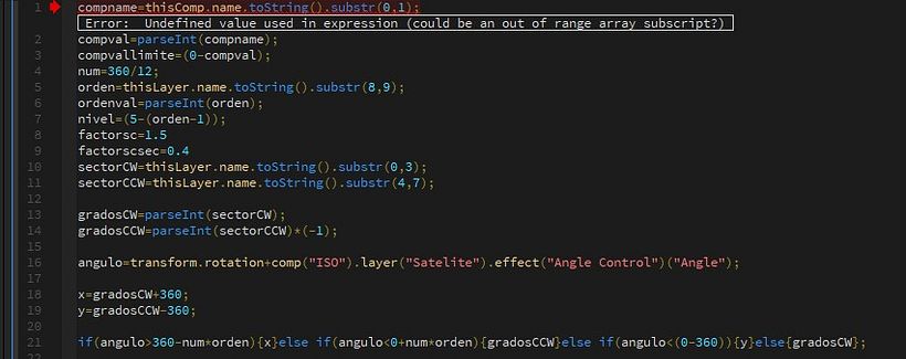 Algunas expresiones (El mensaje de error se debe a que moví un layer para hacer la captura de esta pantalla)