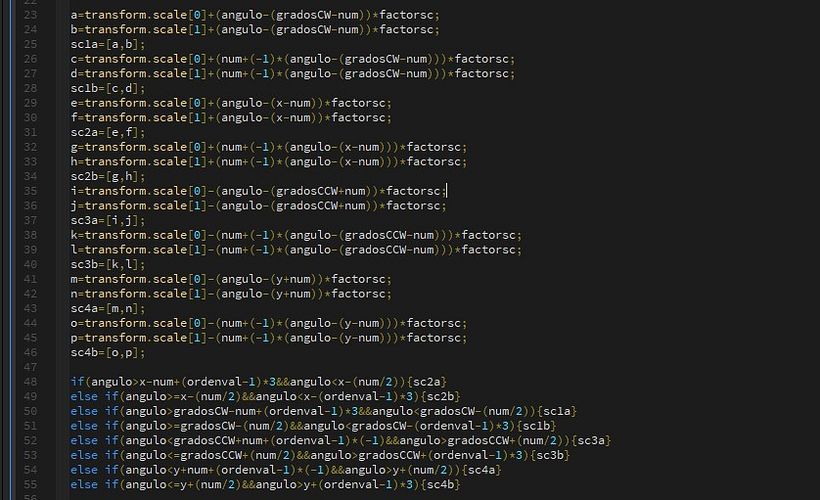 Algunas expresiones utilizadas para generar la variación de tamaño
