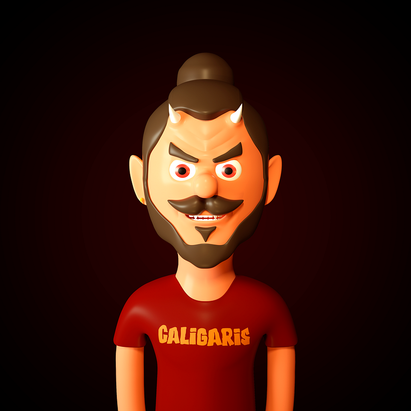 Autoretrato en caricatura diabólica.