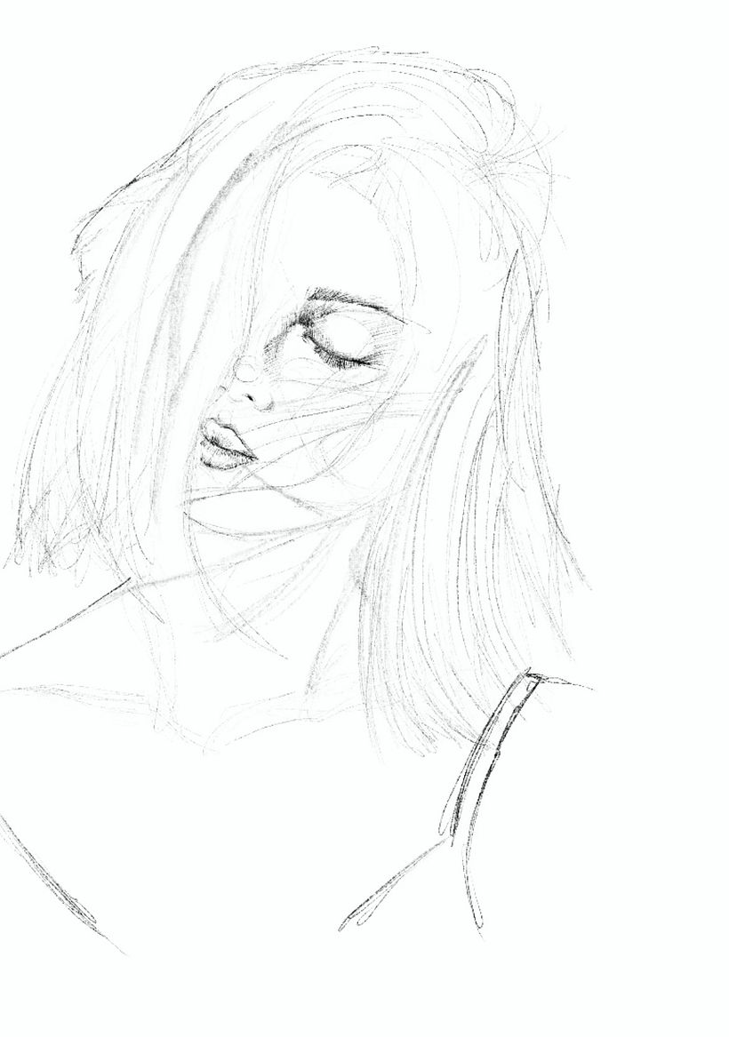 As soon as I've finished the course, I've tried to apply Elena's suggestions. Here the first sketch with a reference portrait