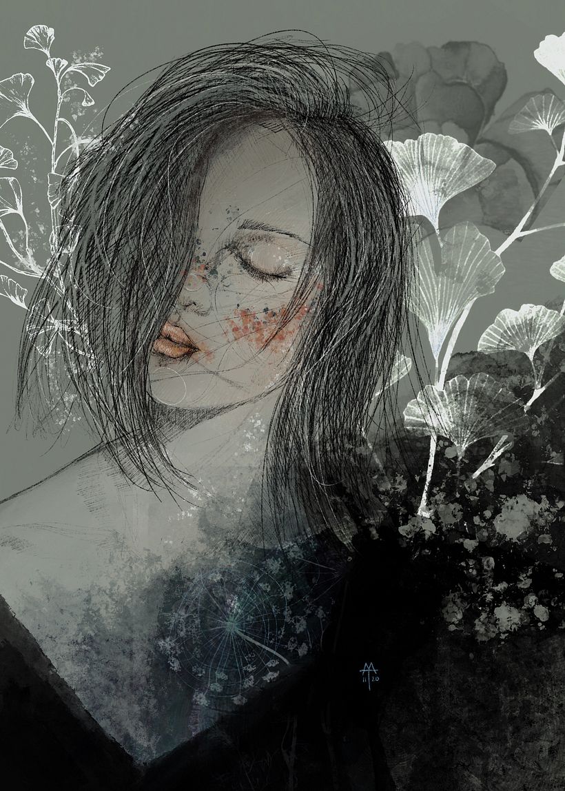 final version, with some floral images adding a background and completing the composition