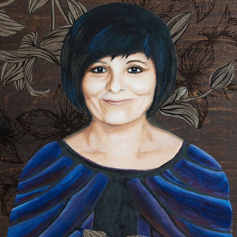 Iza`s portrait - oils on desk technique 1