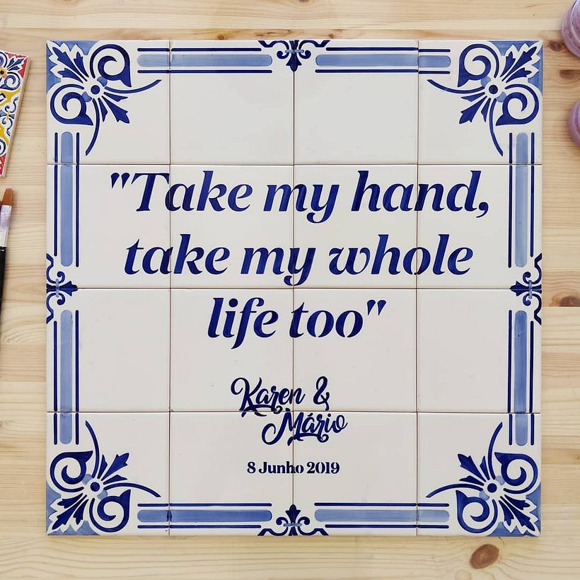 Personalized tile mural for a wedding -1