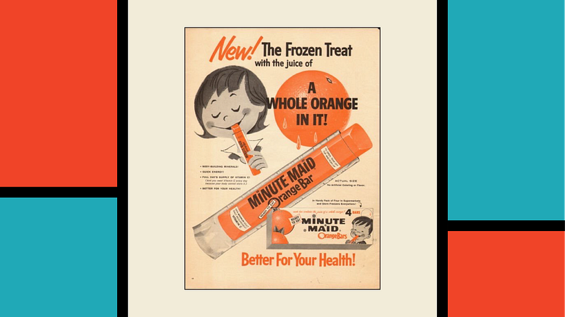 La publicidad de los 50's siempre estaba presente una caricatura, un personaje, un elemento para balancear el mensaje.