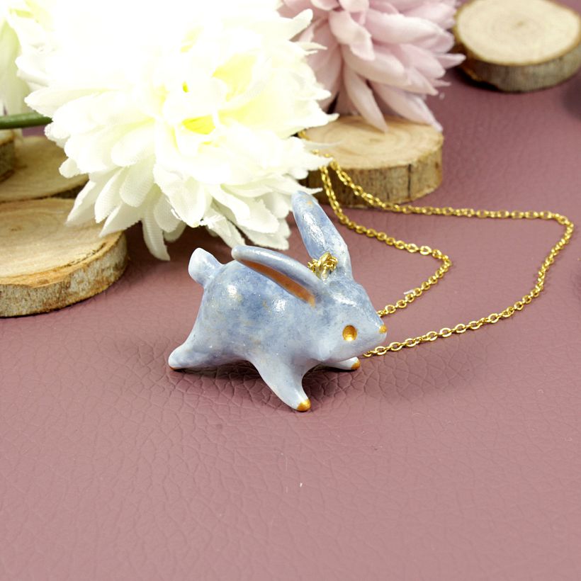 Bunny Necklace in Polymer Clay -1