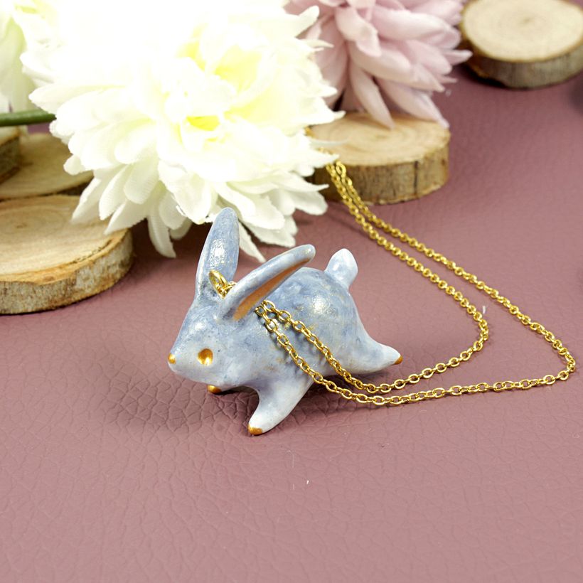 Bunny Necklace in Polymer Clay 0