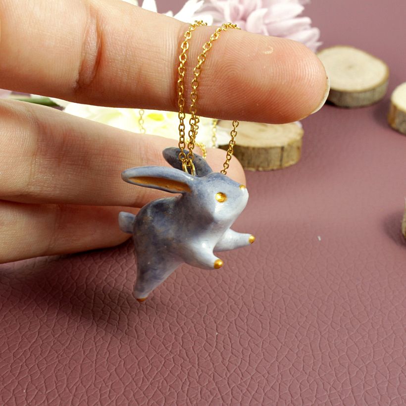 Bunny Necklace in Polymer Clay 1