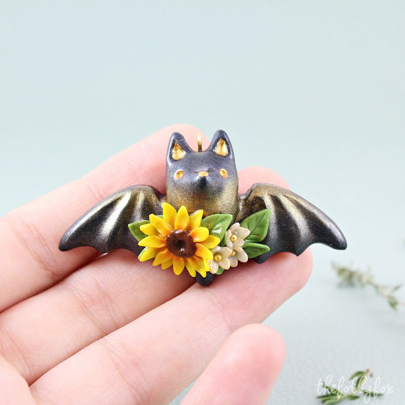 Bat Necklace in Polymer Clay -1