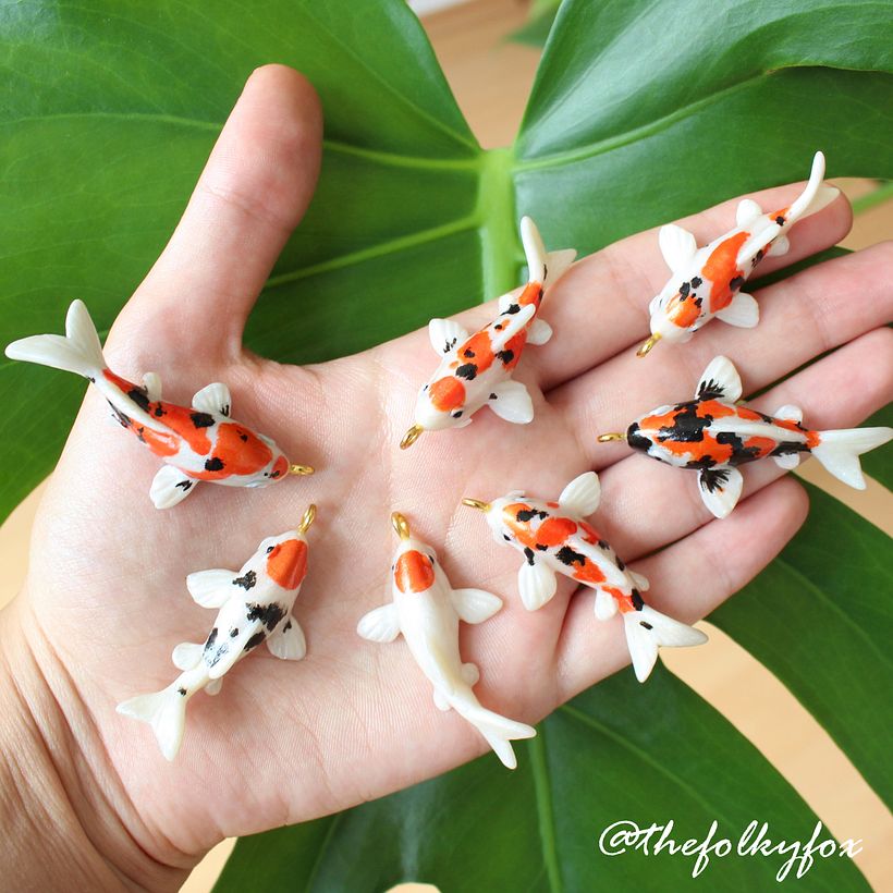 Koi Necklaces in Polymer Clay 5