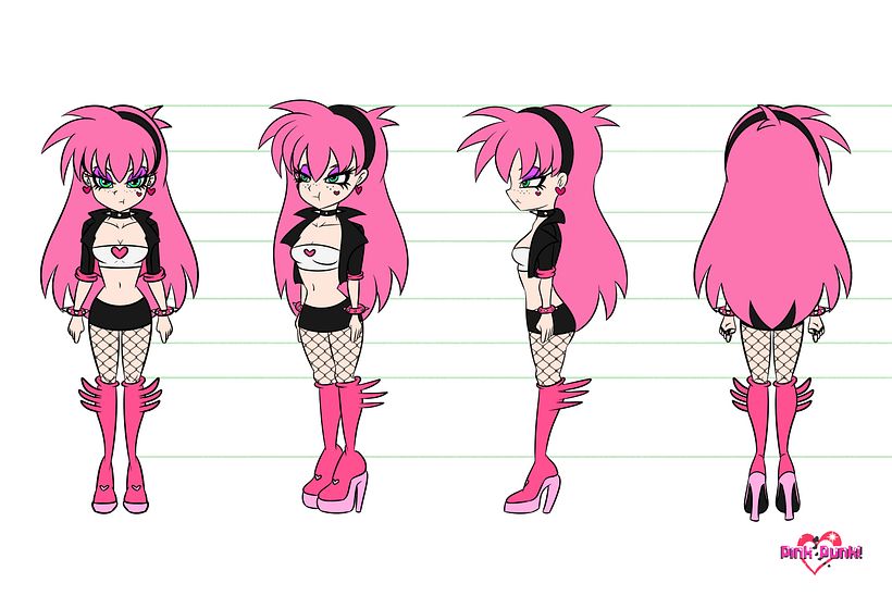 Giro de personaje Pink Punk a color