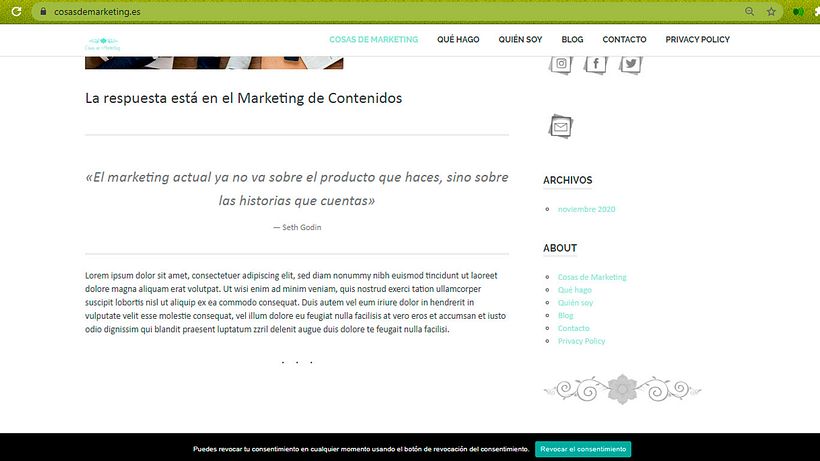Creación de una web profesional con WordPress: Cosas de Marketing 1