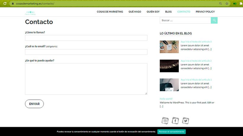 Creación de una web profesional con WordPress: Cosas de Marketing 5