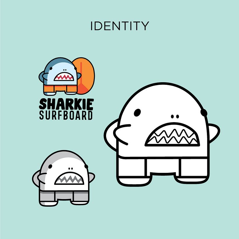 My project in Vector Illustration for Amateurs course (SHARKIE SURFBOARD) 1