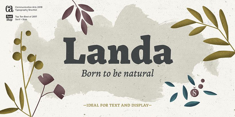 Tipografía Landa, 2017. Comercializada a través de Sudtipos en https://www.myfonts.com/fonts/sudtipos