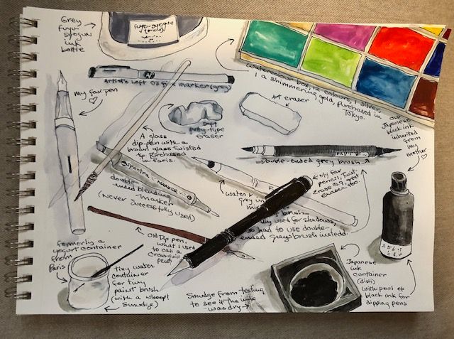 First assignment. So much fun. I learned the importance of using waterproof ink. 