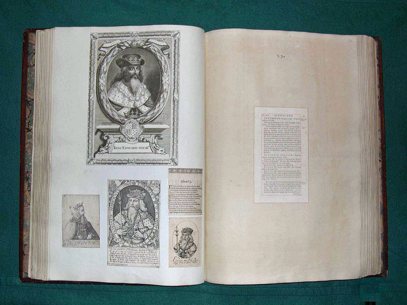 Página de 'Biographical History...' de James Granger, modificada por Anthony Morris Storer con grabados de Eduardo III