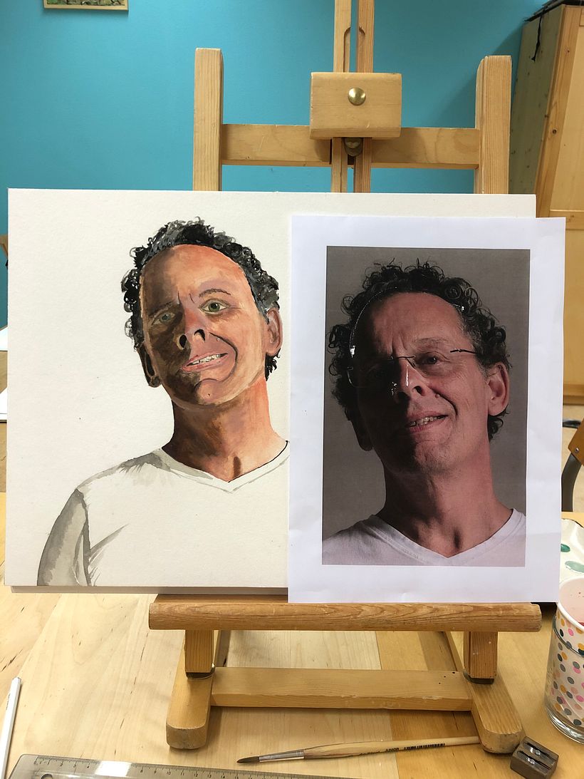 This is my last painting in watercolor. It's of my husband. He's my muse! 