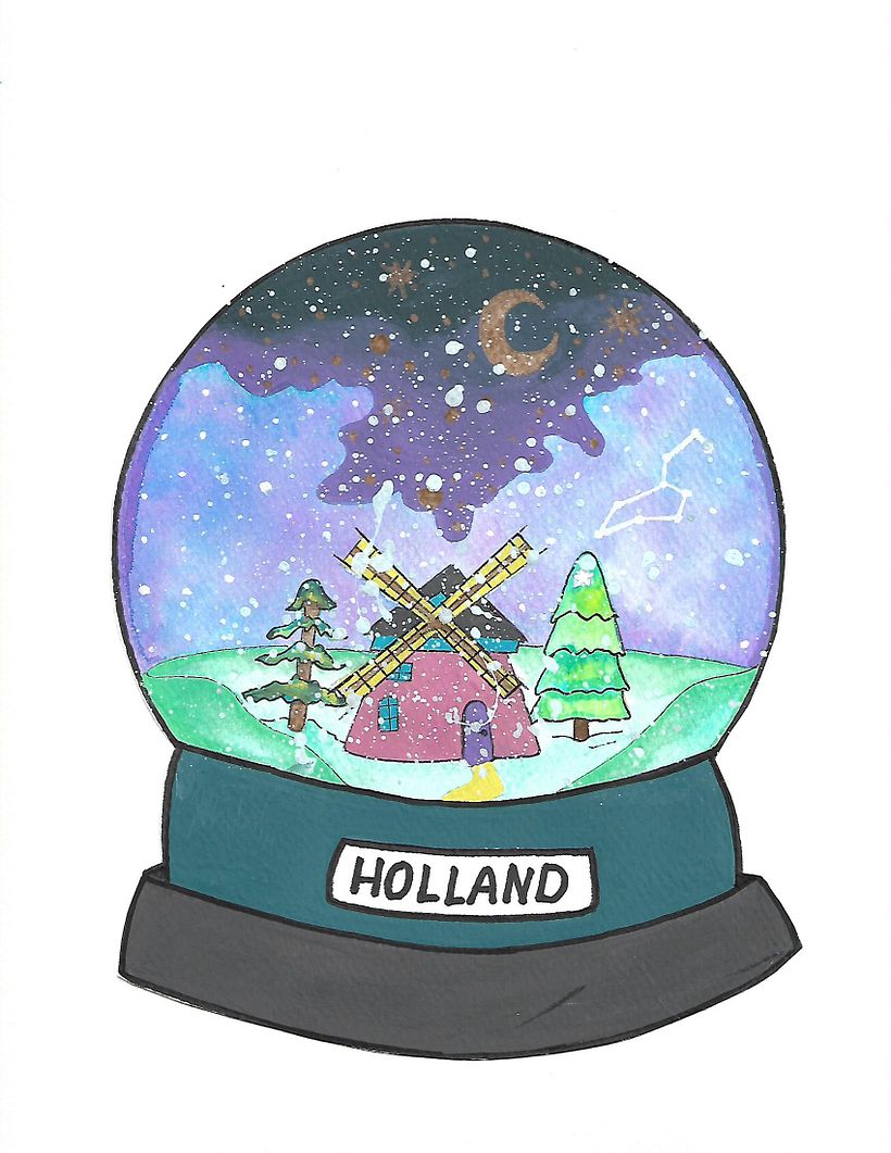 HOLANDA MÁGICA (Técnica Mixta ACUARELA-GOUACHE) por Andreah Sucre Bello. Medellín, Nov.2020.