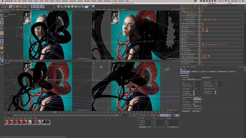 Tentáculos hechos en Cinema 4D.