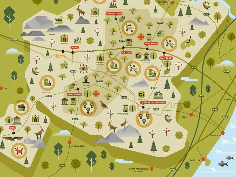 Ánima interior - Mapa turístico ilustrado - Ilustración tradicional