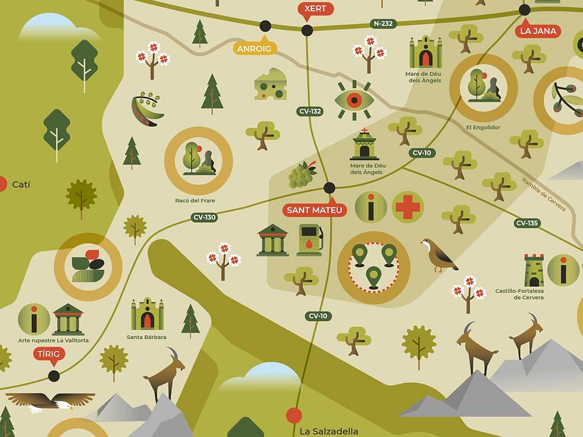 Ánima interior - Mapa turístico ilustrado - Ilustración tradicional