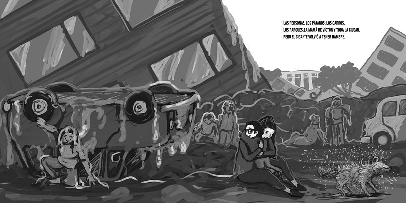 Mi Proyecto del curso: Víctor y el gigante.  - Illustration traditionnelle
