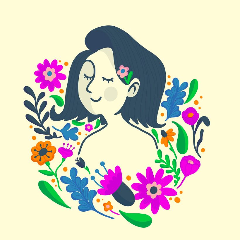 Meu projeto do curso: Retrato ilustrado com elementos botânicos 0