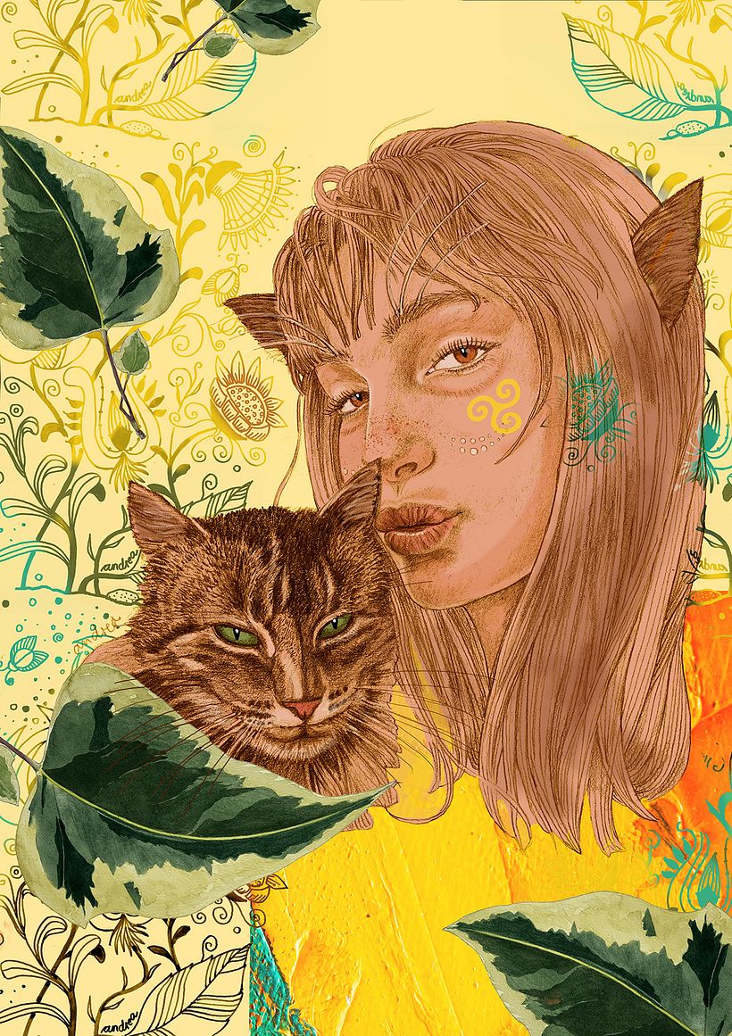 Pencil drawing, Camille - composition in Photoshop