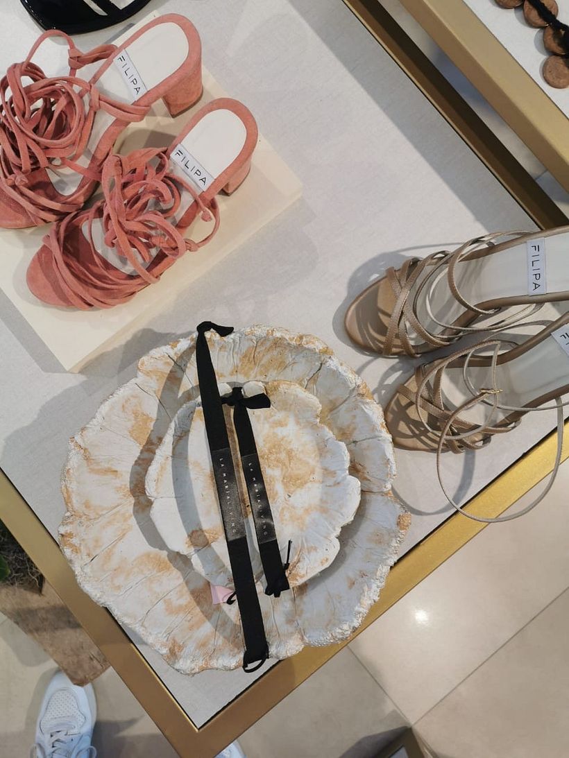 Set x 2 Hoja en Concreto Marmolizado Color Flan de Caramelo