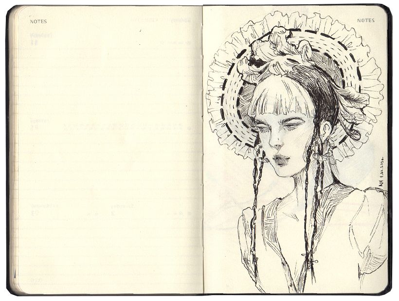 Victoria - Pen on Moleskine sketchbook