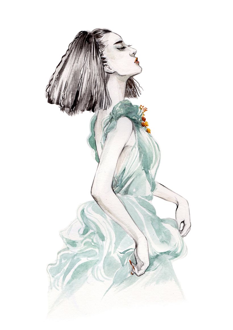 Elsa Schiaparelli SS 2016 Paris Haute Couture - Gouache + pencil on paper