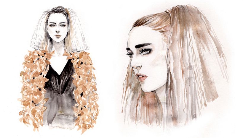 Elsa Schiaparelli SS 2016 Paris Haute Couture - Gouache + pencil on paper
