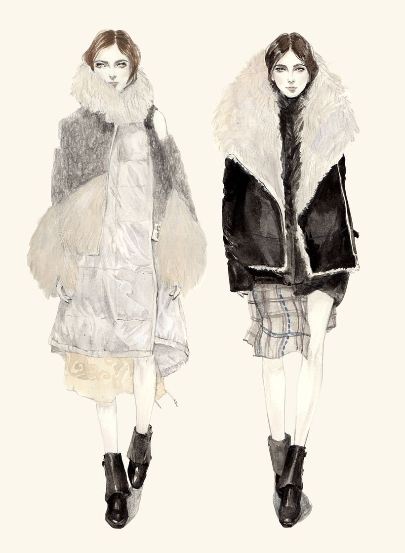 Sacai AW 2014 - Gouache + pencil on paper