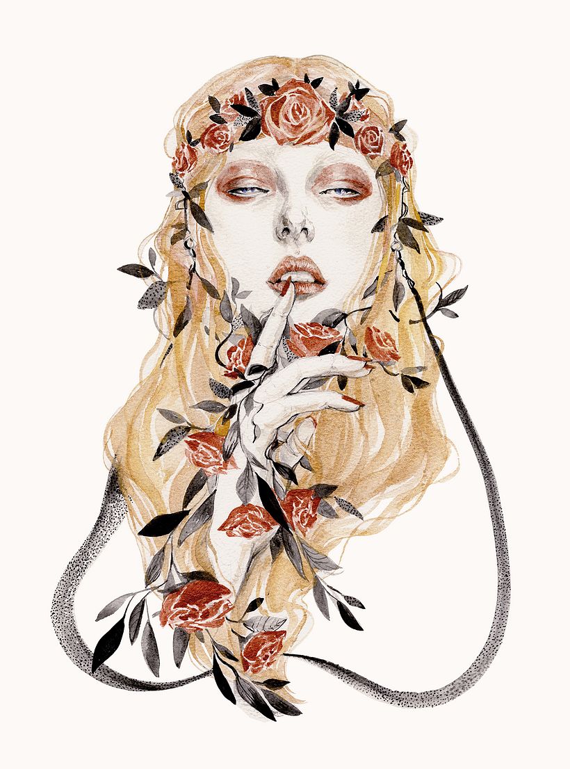 Gold gouache + pen + pencil on paper 